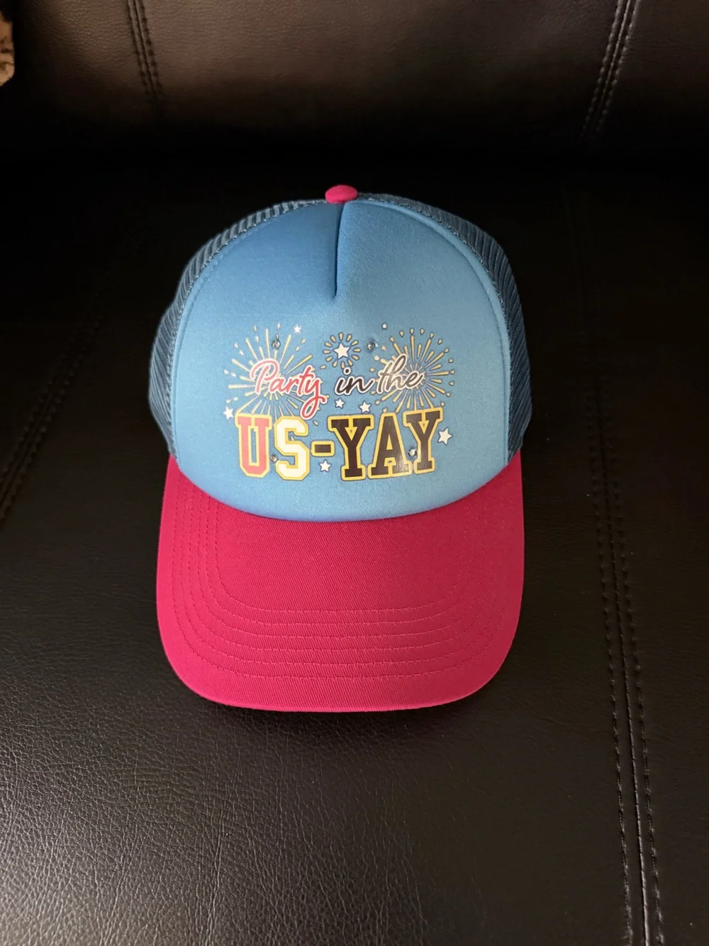 Light Blue and Pink 'US-YAY' Trucker Hat
